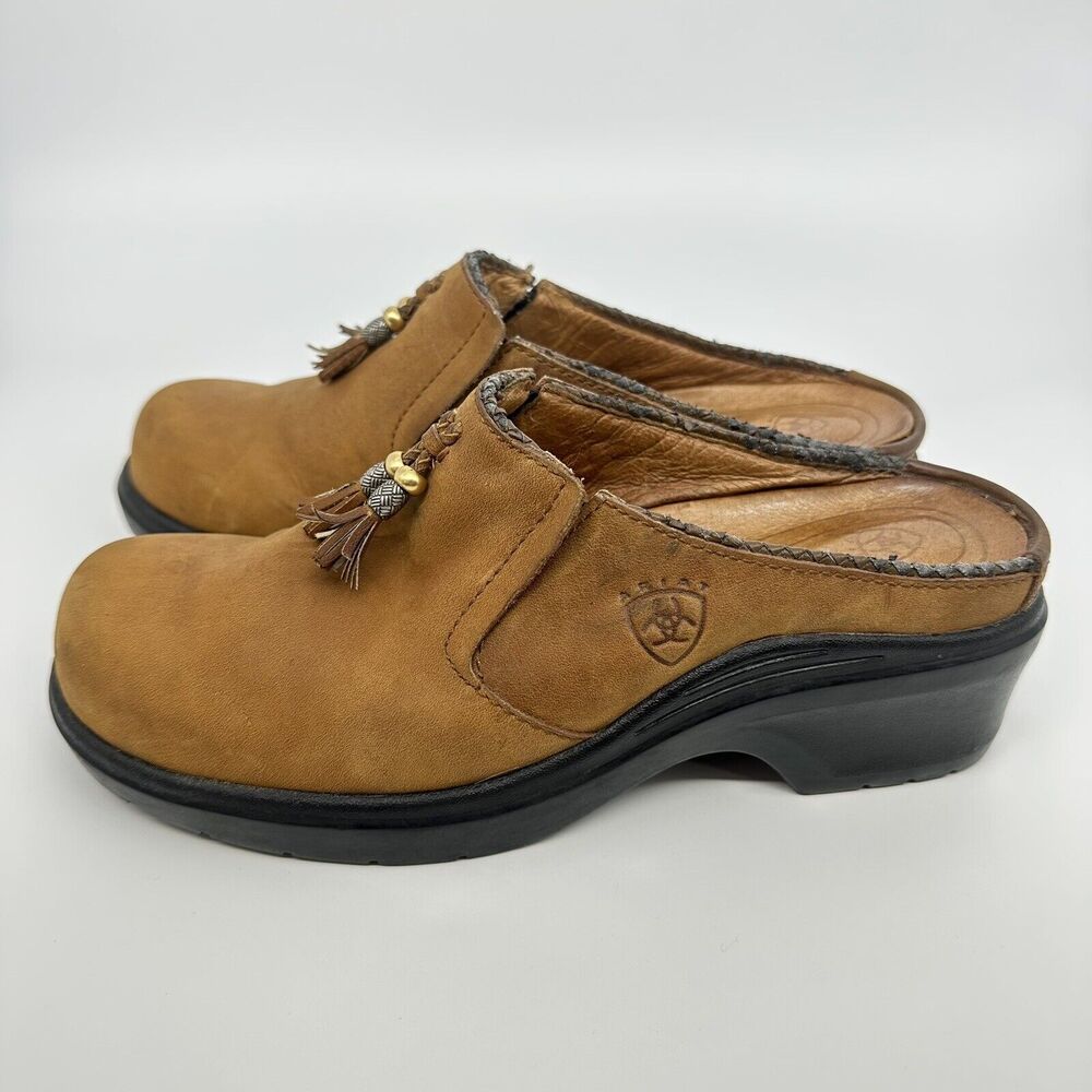 Ariat Women's Mendocino Tassel Mule Brown Suede Leather Slide Size 7